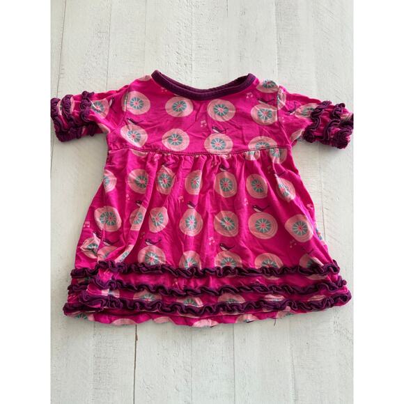 Kickee Pants Vibrant Pink Bamboo Birdie Dress / Tunic 12-18 Months - Picture 1 of 5